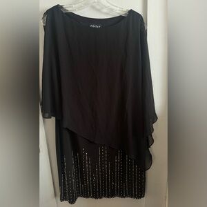 DI-LA7 Black Mini Dress with Rhinestone Detail